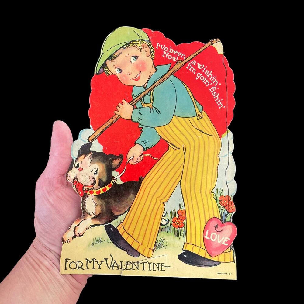 Vintage Valentine Card Large Paper Unsigned Stand Tab Collectible Ephemera READ